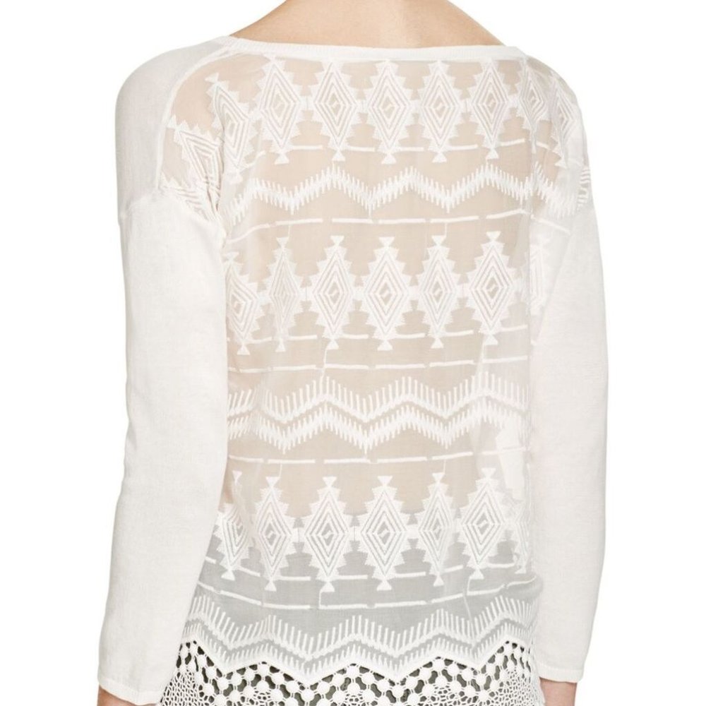 Joie New Lace Embroidered Silk Cotton Sweater Top 🎉HP🎉 - Picture 5 of 8